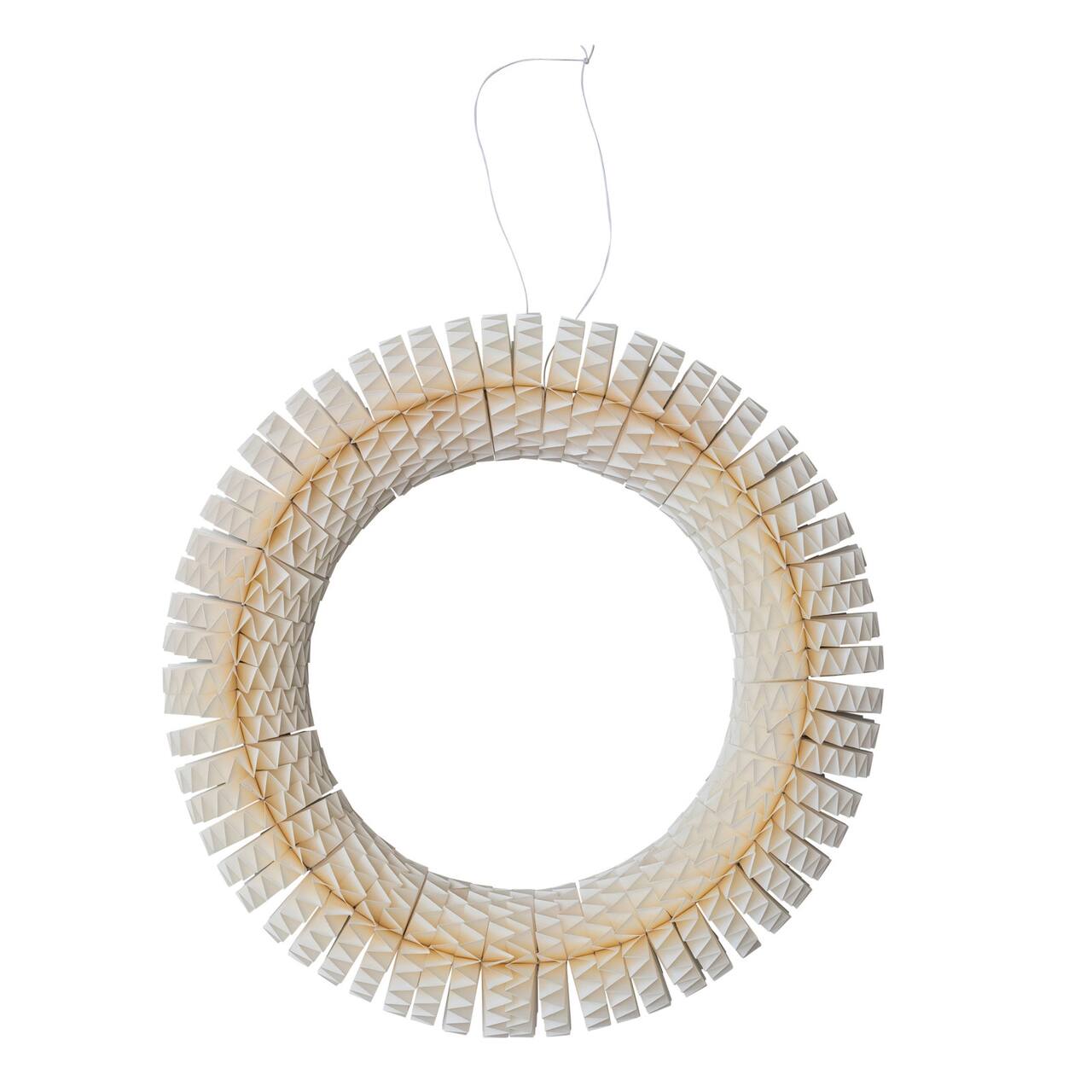 Hello Honey® 19.5" Cream Color Round Handmade Recycled Paper Honeycomb Wreath